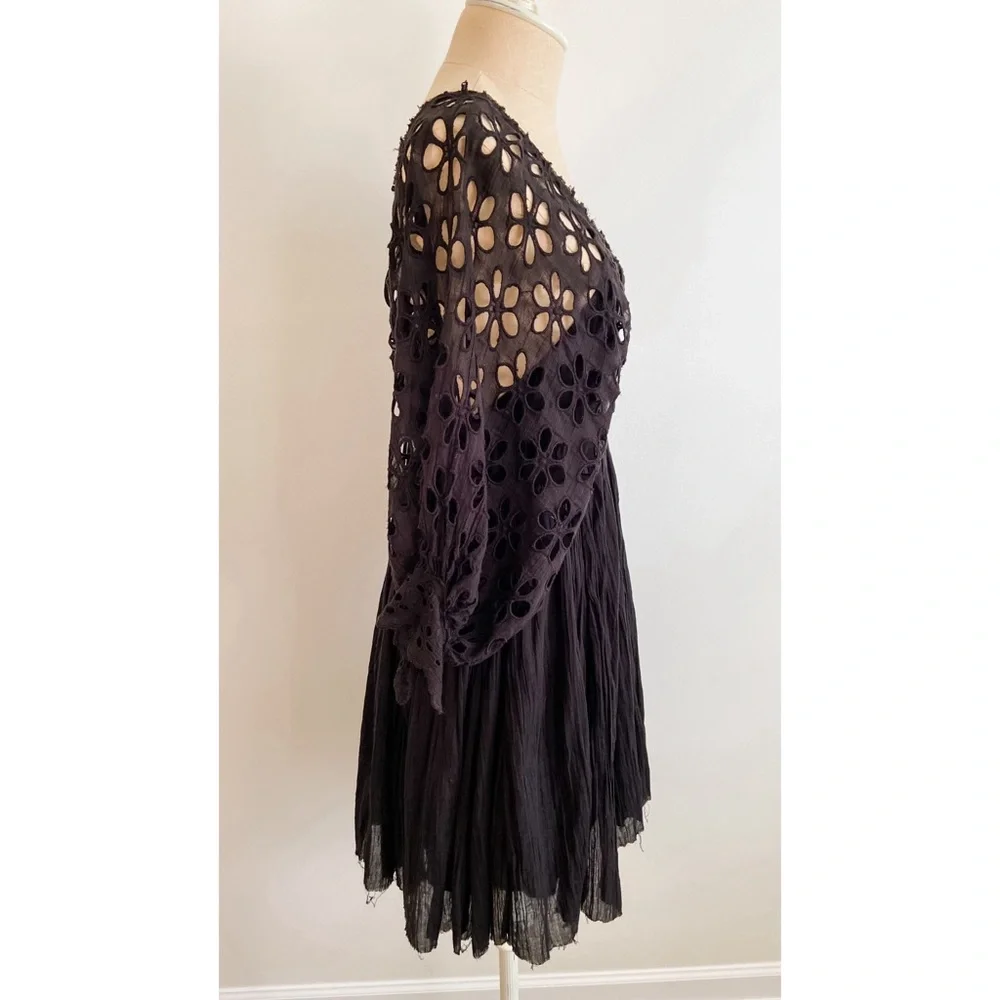 Free People Bella Notte Black Eyelet Mini Dress - Picture 8 of 16